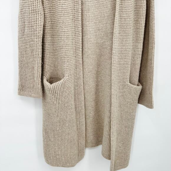 Jenni Kayne EUC Oatmeal Hooded Waffle Cardigan Wool Cashmere Women's Small - Picture 8 of 10